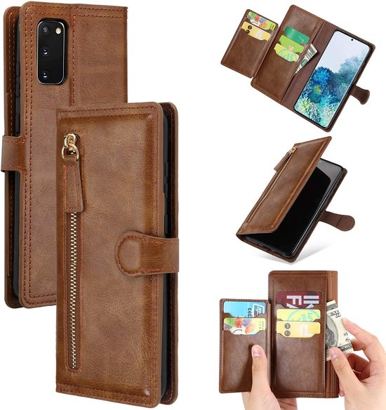 Samsung Galaxy S21 FE Hoesjes – Vintage Portemonnee Hoes – Pasjeshouder – Magneetsluiting – Donkerbruin-Ilumina Benelux