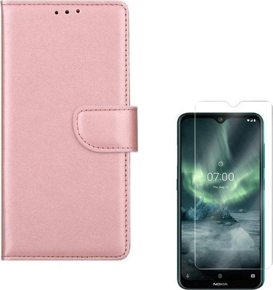 Nokia 6.2 Hoesjes – Portemonnee Hoes – Magneetsluiting – 2x Screenprotector – Roségoud-Ilumina Benelux