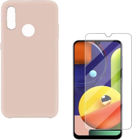Samsung Galaxy A20S Hoesjes – Liquid Siliconen Backcover – Soft Touch Flexibel – Incl. Screenprotector – Zandpoeder-Ilumina Benelux