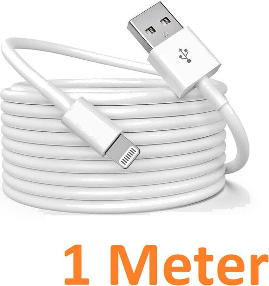 Lightning kabel – Geschikt voor iPhone iPad iPod AirPods – USB 2.0 A Male – Oplaadkabel 1 Meter – Wit-USB-Kabels-Ilumina Benelux