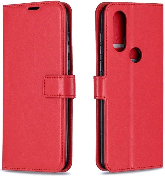 Motorola One Action Hoesjes – Portemonnee Book Case – Magneetsluiting – 2x Screenprotector – Rood-Ilumina Benelux
