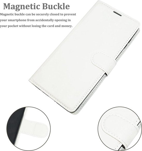 Bookcase Geschikt voor: Samsung Galaxy A13 5G / A04s Wit - Portemonnee hoesje met 3x Glas Screen protector