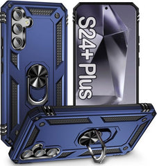 Anti-Shock Hybrid Ring Armor Hoesje Geschikt voor: Samsung Galaxy S24 Plus / Samsung Galaxy S25 Plus - Blauw