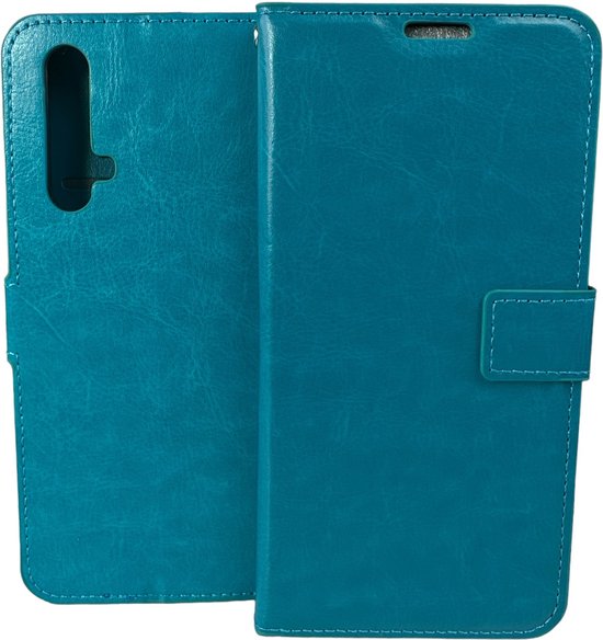 Realme X50 5G Hoesjes – Portemonnee Book Case – Pasjeshouder – 2x Gehard Glas Screenprotector – Turquoise-Ilumina Benelux