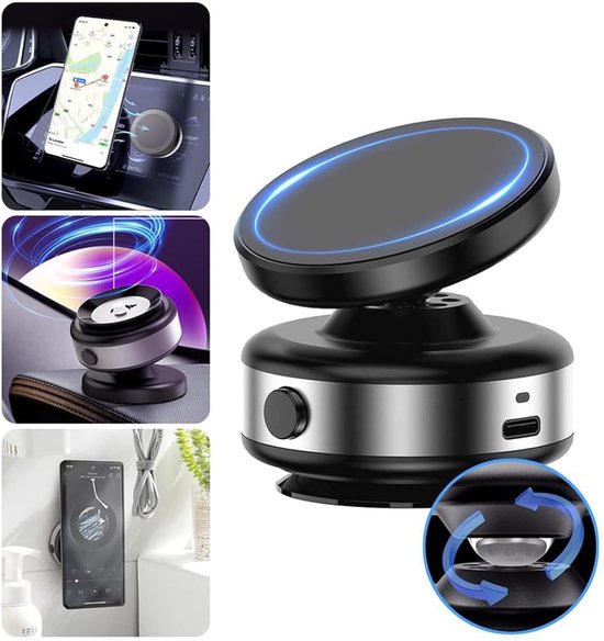 Telefoonhouder auto – Magnetische autohouder – N52 sterke magneet – 360° draaibaar – Geschikt voor iPhone & Android – Zilver-Ilumina Benelux