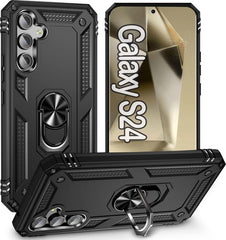 Samsung Galaxy S24/S25 Hoesjes – Anti-Shock Hybride Ring Armor Backcover – Schokbestendig – Zwart