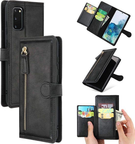 Premium Vintage Wallet Hoesje Geschikt voor Samsung Galaxy S22 Plus - Zwart