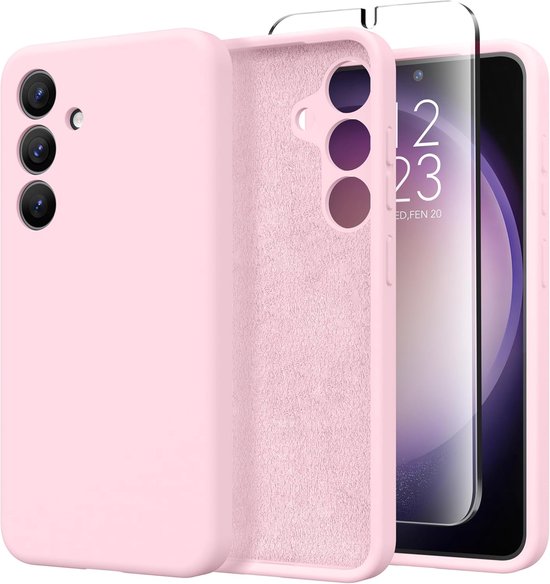 Samsung Galaxy A16 Hoesjes – Liquid Siliconen Backcover – Schokbestendig – 2x Screenprotector – Lichtroze-Ilumina Benelux
