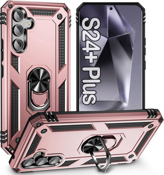 Samsung Galaxy S24 Plus/S25 Plus Hoesjes – Anti-Shock Hybride Ring Armor Backcover – Schokbestendig – Roségoud-Ilumina Benelux