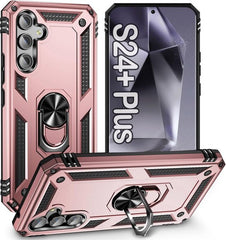 Anti-Shock Hybrid Ring Armor Hoesje Geschikt voor: Samsung Galaxy S24 Plus / Samsung Galaxy S25 Plus - Roségoud