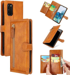 Bookcase Geschikt voor: Samsung Galaxy A52 (4G & 5G) / A52s met ritssluiting - 5 kaarten houder - LichtBruin