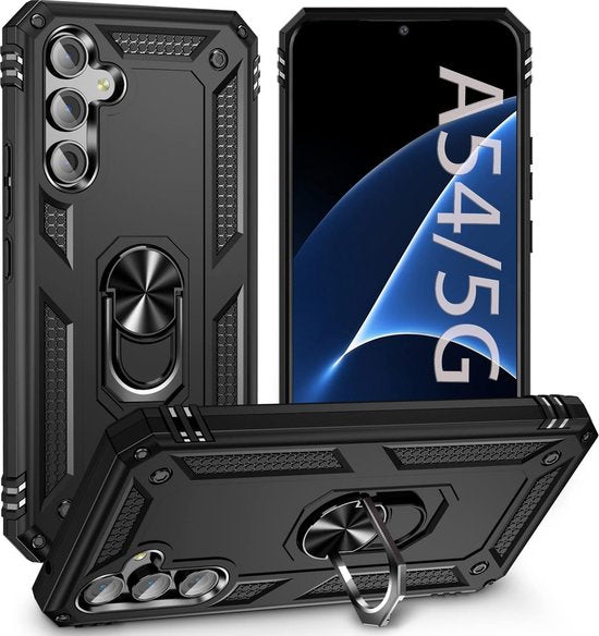 Samsung Galaxy A54 Hoesjes – Anti-Shock Hybride Ring Armor Backcover – Schokbestendig – Zwart-Ilumina Benelux