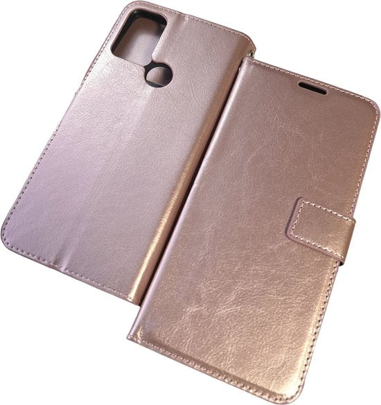 OnePlus Nord N100 Hoesjes – Portemonnee Book Case – Pasjeshouder – Magneetsluiting – Roségoud-Ilumina Benelux