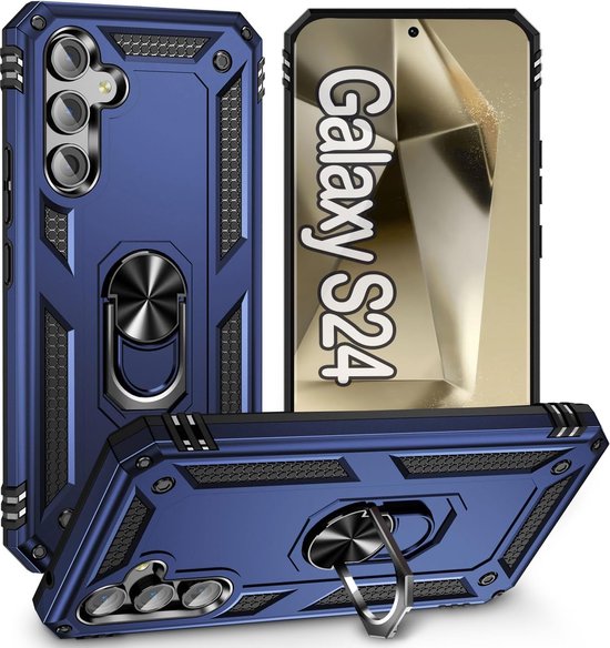 Samsung Galaxy S24/S25 Hoesjes – Anti-Shock Hybride Ring Armor Backcover – Schokbestendig – Blauw-Ilumina Benelux