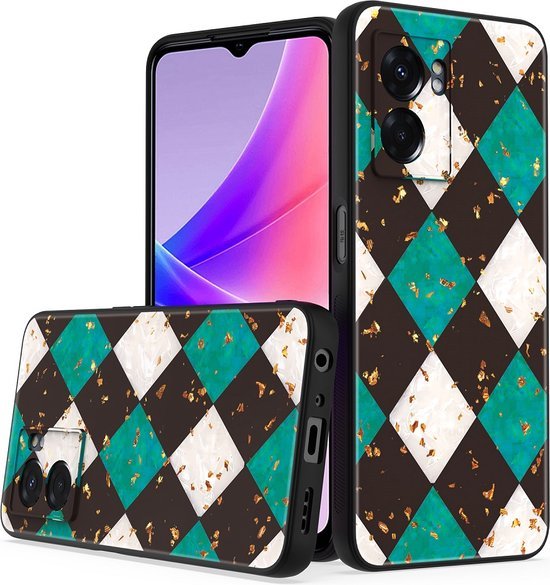 Oppo A77 5G Hoesjes – Siliconen Backcover – Marmer Print – Groen-Ilumina Benelux