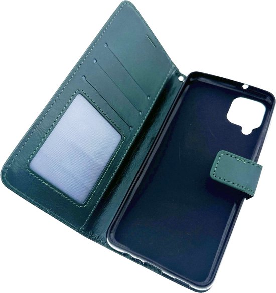 Samsung Galaxy A12 Hoesjes – Portemonnee Bookcase – Pasjeshouder – Magneetsluiting – Groen-Ilumina Benelux