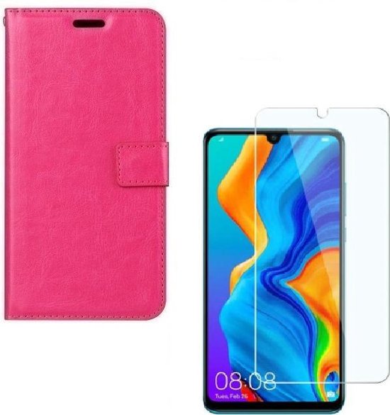 Huawei P30 Hoesjes – Portemonnee Backcover – Pasjeshouder – 2x Screenprotector – Roze-Ilumina Benelux