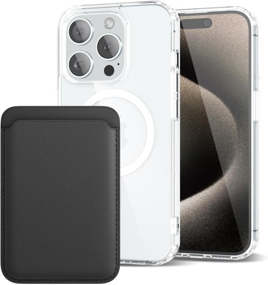 iPhone 15 Pro Max Hoesjes – Anti-Shock Backcover – MagSafe – Magnetische Pasjeshouder – Zwart-Ilumina Benelux