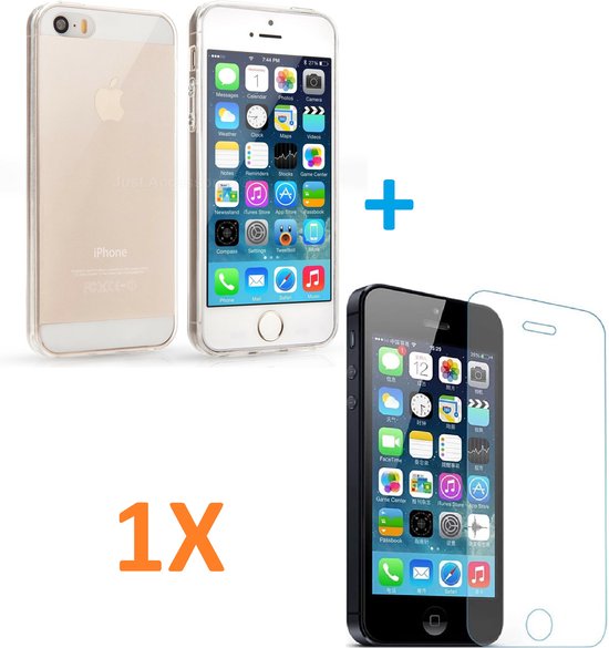 iPhone 5/5S Hoesjes – Soft TPU Siliconen Backcover – Transparant – Inclusief Screenprotector-Ilumina Benelux
