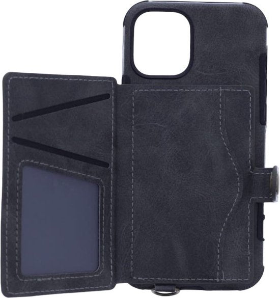 iPhone 12/12 Pro Hoesjes – Siliconen Backcover – Pasjeshouder – Polsbandje – Grijs-Ilumina Benelux