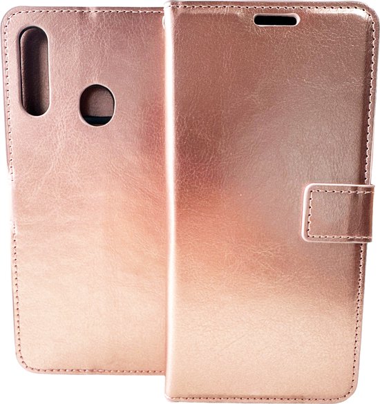 Motorola Moto E6 Plus Hoesjes – Bookcase Portemonnee Hoes – Pasjeshouder – Magneetsluiting – Roségoud