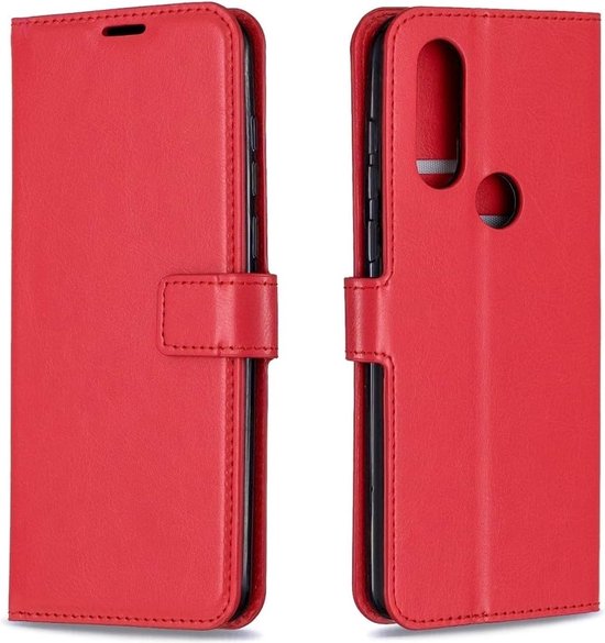 Motorola Moto G8 Plus Hoesjes – Portemonnee Book Case – Pasjeshouder – 2x Screenprotector – Rood