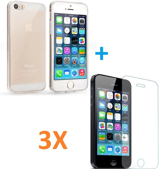iPhone 5C Hoesjes – Soft TPU Siliconen Backcover – Transparant – Inclusief 3x Screenprotector – Anti-kras-Ilumina Benelux