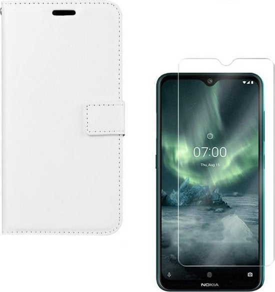 Nokia 6.2 Hoesjes – Portemonnee Hoes – Pasjeshouder – 2x Screenprotector – Wit-Ilumina Benelux