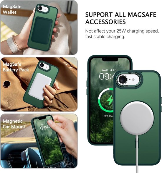 iPhone 16E Hoesjes – Matte Backcover MagSafe Compatibel – Schokbestendig – Groen-Ilumina Benelux