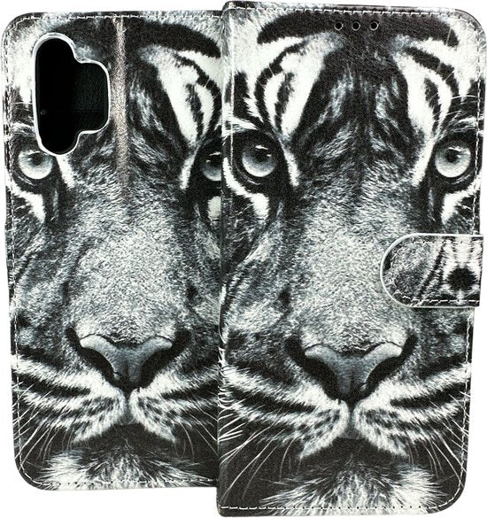 Samsung Galaxy A32 5G Hoesjes – Portemonnee Book Case – Pasjeshouder – Magneetsluiting – Tiger Print-Ilumina Benelux