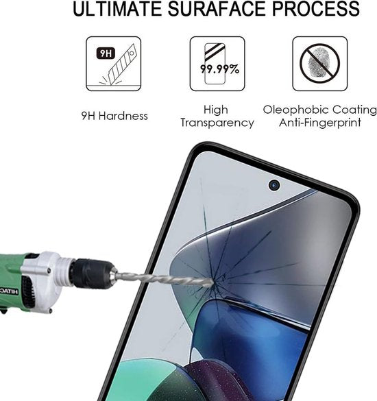 Full Cover Screenprotector - Geschikt voor Motorola Moto G13 / Moto G23 / Moto G53 - 9H Glas (2-Pack)