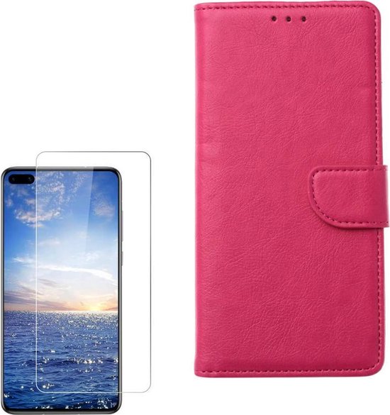 Huawei P40 Pro Plus Hoesjes – Portemonnee Backcover – Pasjeshouder – 2x Screenprotector – Roze-Ilumina Benelux