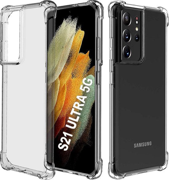 Samsung Galaxy S21 Hoesjes – TPU Siliconen Soft Backcover – Schokbestendig – 2x Screenprotector – Zwart-Ilumina Benelux