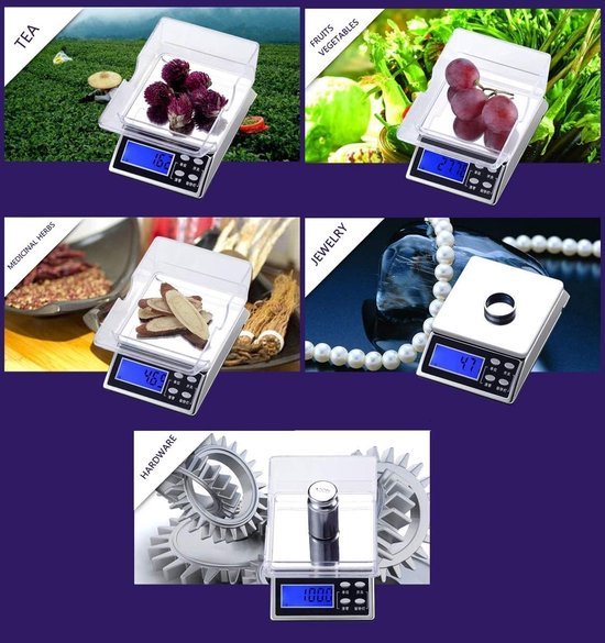 Precisieweegschaal keuken – 0,01g tot 200g – Pocketformaat – RVS weegplatform – Backlit LCD – Inclusief AAA batterijen-Ilumina Benelux