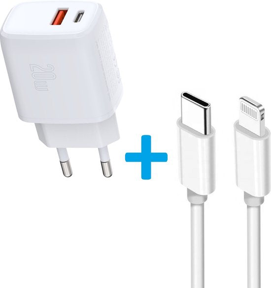 Oplader – Geschikt voor iPhone/iPad/AirPods – 20W Snellader – USB-C + USB Quick Charge 3.0-Oplader-Ilumina Benelux