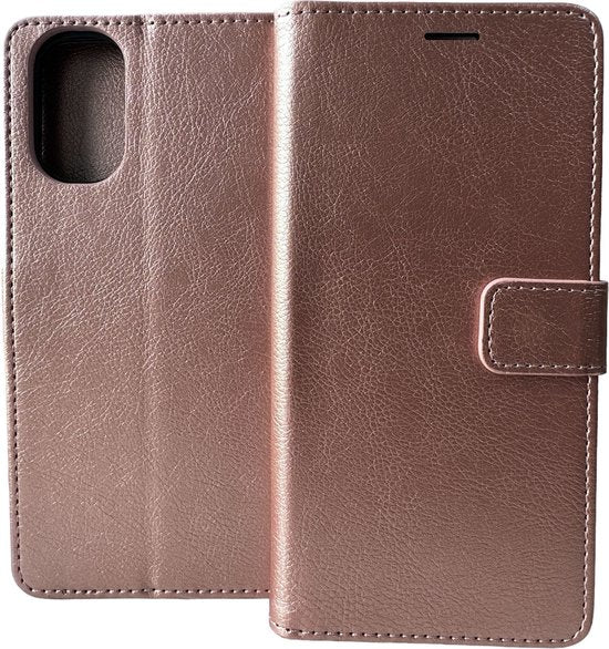 Xiaomi Redmi 10 2022 Hoesjes – Portemonnee Book Case – Magneetsluiting – 2x Gehard Glas Screenprotector – Roségoud-Ilumina Benelux