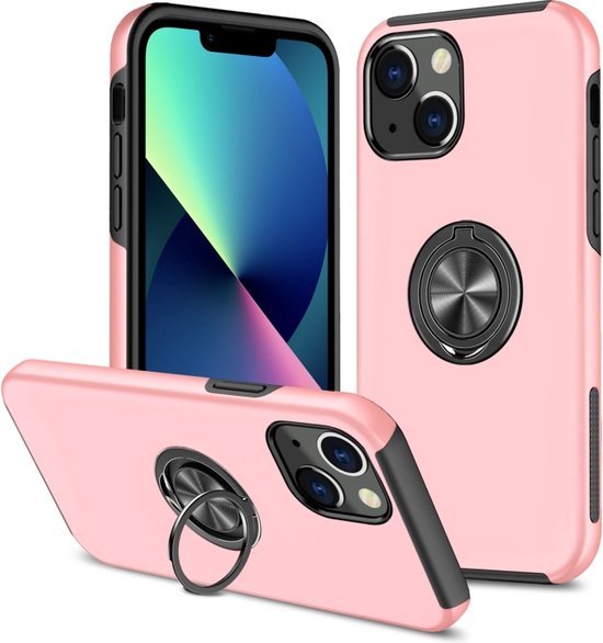 iPhone 13 Hoesjes – Backcover met Vingerring & Magneet – Anti-drop – Roze-Ilumina Benelux