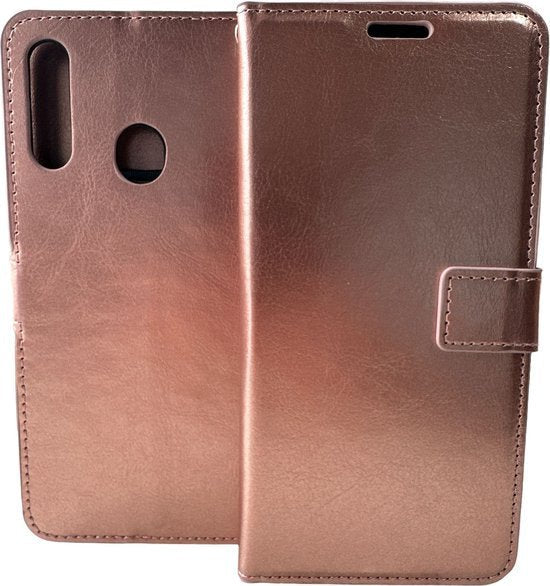 Samsung Galaxy A20S Hoesjes – Portemonnee Hoes – 2 Pack Screenprotector – Pasjeshouder – Magneetsluiting – Roségoud-Ilumina Benelux