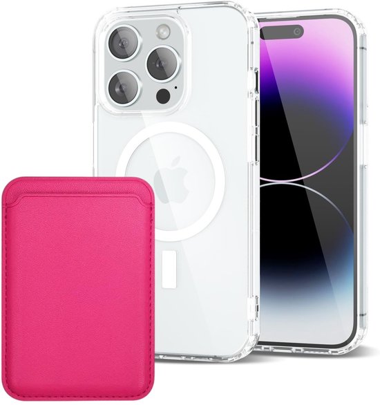 iPhone 14 Pro Max Hoesjes – Anti-shock Backcover – MagSafe – Magnetische Pasjeshouder – Roze-Ilumina Benelux