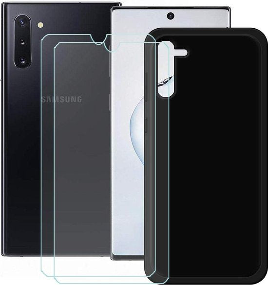 Samsung Galaxy Note 10 Hoesjes – Siliconen TPU Backcover – Soft Touch – Inclusief 2x Screenprotector – Zwart-Ilumina Benelux