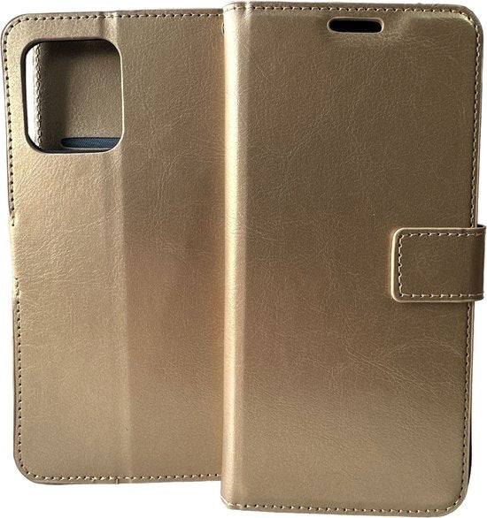 Motorola Moto Edge 40 Pro Hoesjes – Portemonnee Book Case – Pasjeshouder – 2x Screenprotector – Goud-Ilumina Benelux