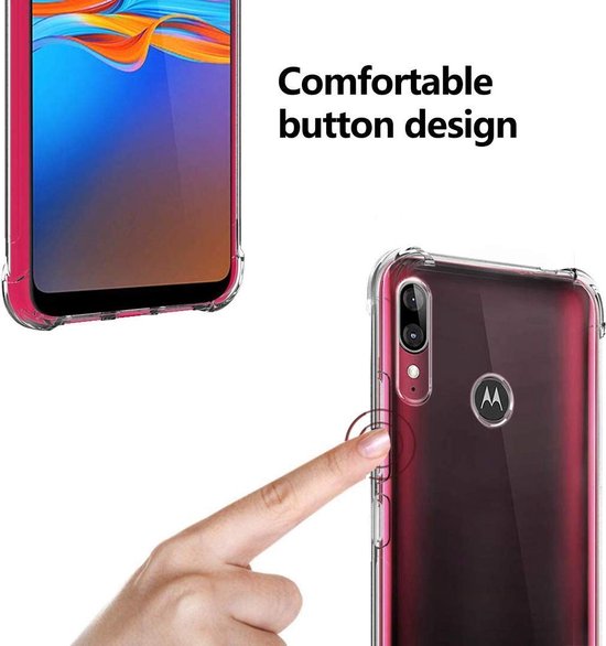 Shockproof Soft TPU hoesje Silicone Case Geschikt voor: Motorola Moto E6S & Moto E6i met 3X Screenprotector
