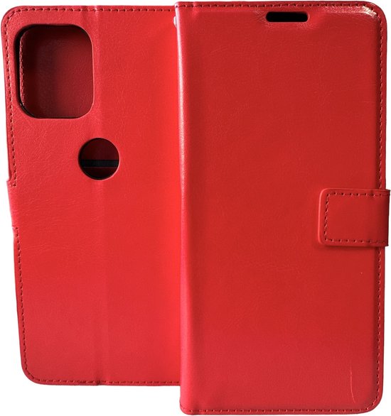 Motorola Moto G100 Hoesjes – Portemonnee Bookcase – Pasjeshouder – Inclusief Screenprotector – Rood-Ilumina Benelux
