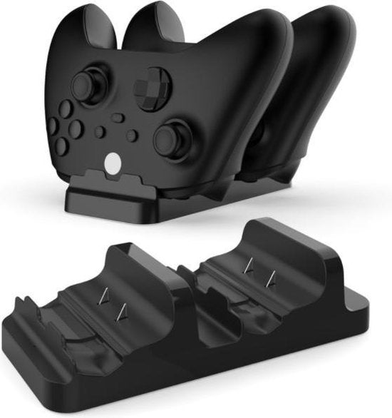 Oplaadstation – Geschikt voor Xbox Series X/S & Xbox One X/S – Docking Station – 2 Accu’s + Kapjes – Zwart-Oplaadstation controllers-Ilumina Benelux