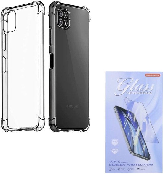 Samsung Galaxy A22 4G Hoesjes – Siliconen Backcover – Schokbestendig – Transparant – Inclusief Screenprotector