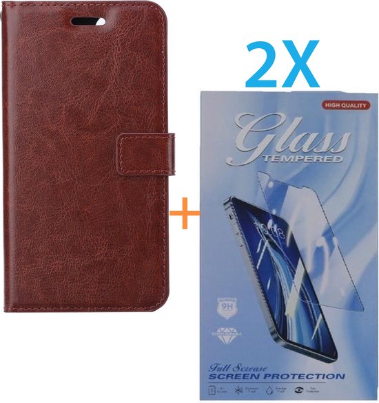 iPhone 14 Pro Max Hoesjes – Portemonnee Hoes – Magneetsluiting – Inclusief 2x Screenprotector – Bruin-Ilumina Benelux