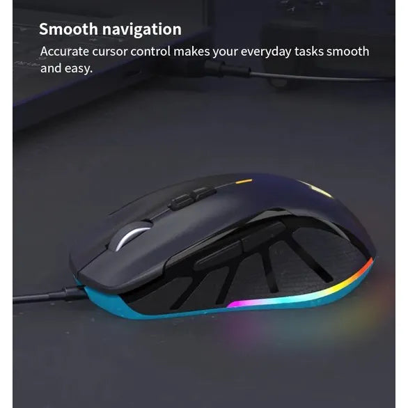 Gaming Muis RGB – 6400 DPI Bedrade Gaming Mouse – 8 Knoppen – Ergonomisch – USB – Voor PC, Laptop & Mac – Zwart-Ilumina Benelux