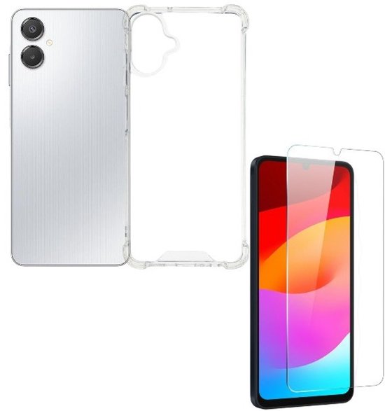 Anti -Shock Silicone hoesje Transparant met Screenprotector Glas 1x Geschikt voor: Samsung Galaxy A07