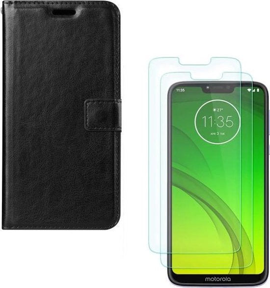 Motorola Moto G7/G7 Plus Hoesjes – Portemonnee Backcover – Pasjeshouder – 2x Screenprotector – Zwart-Ilumina Benelux