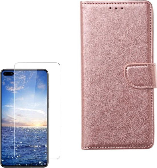 Huawei P40 Lite Hoesjes – Portemonnee Hoes – Pasjeshouder – 2x Screenprotector – Roségoud-Ilumina Benelux